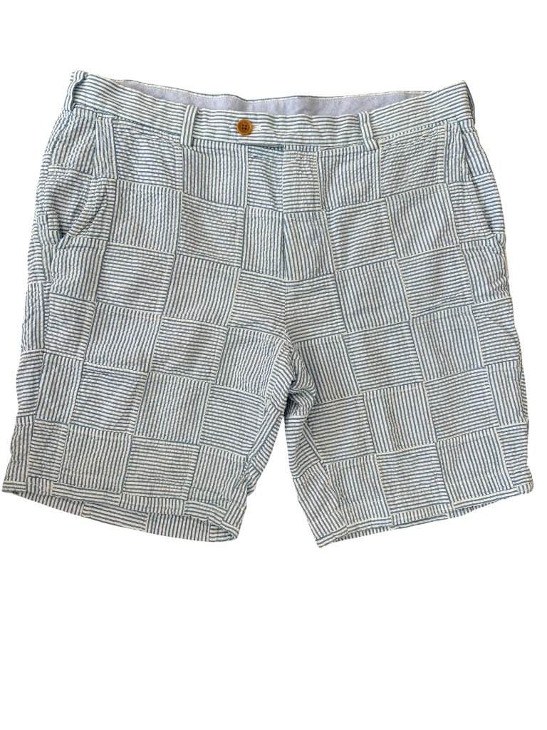 Brooks Brothers Bermuda Shorts Mens 36 Seersucker Blue Bermuda 8 Inseam Striped